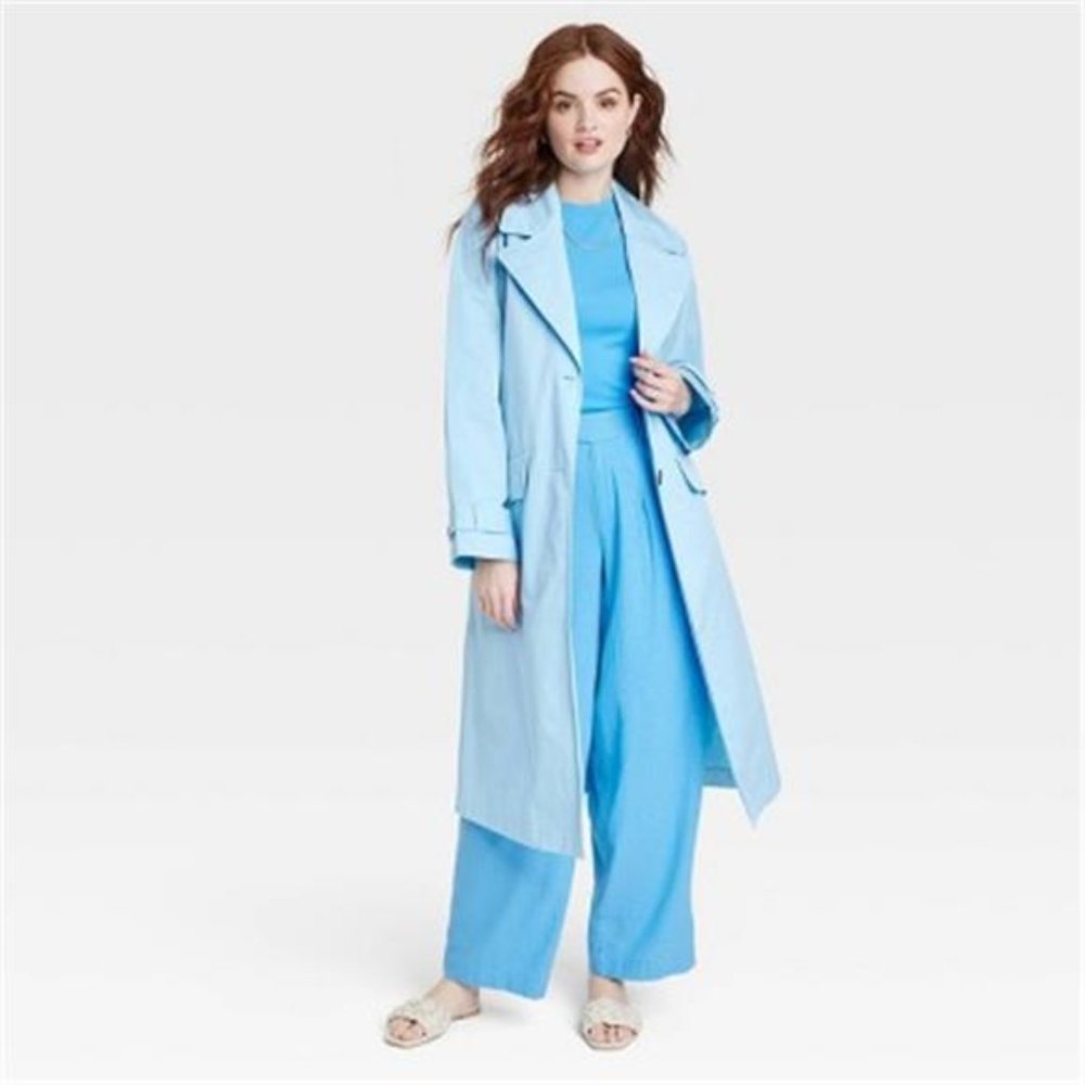 Women's Trench Coat - Light Blue, Autumn & Winter Jacket